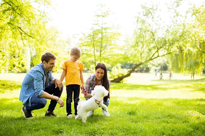 family-with-dog-in-park