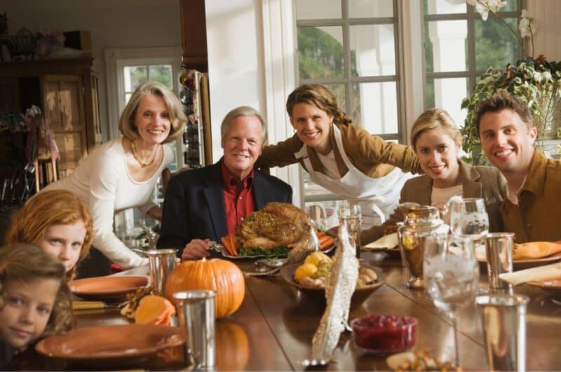 Several generations of Family celebrating Thanksgiving